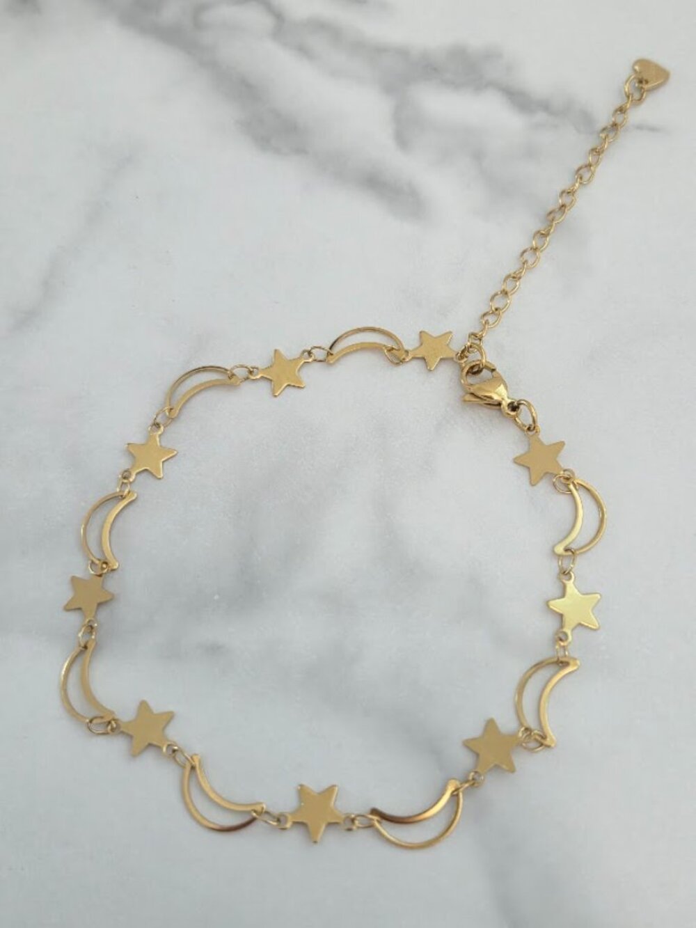 Gold Crescent Moon Star Charm Ankle Bracelet Minimalist Summer Jewelry